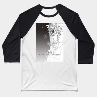 Dubai City Map Baseball T-Shirt